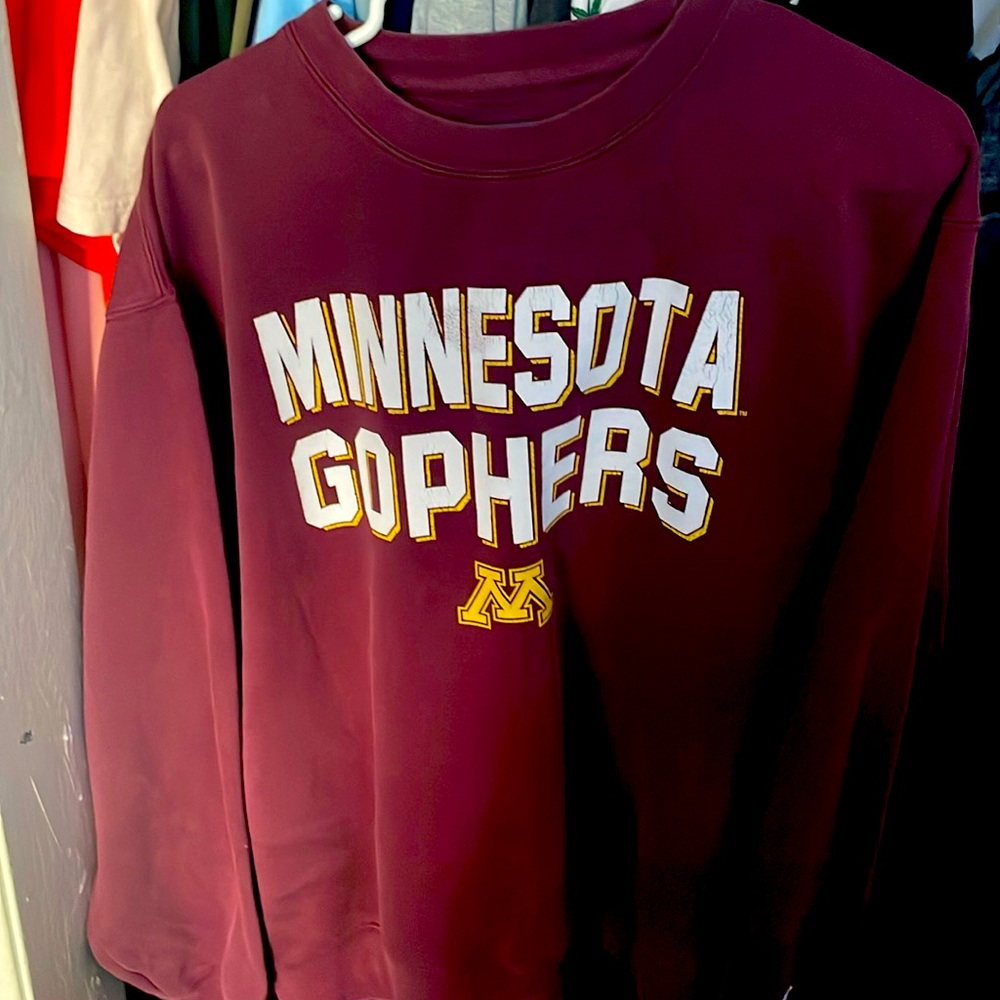 Size Large very comfy, the color is maroon it’s by blue 84